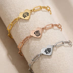 Custom Pet Paperclip Heart Engraved Bracelet - Pet Face