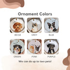 Custom Watercolor Striped Pet Ornament - Pet Photo + Name