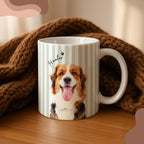 Custom Pet Watercolor Stripe Mug - Pet Photo + Name