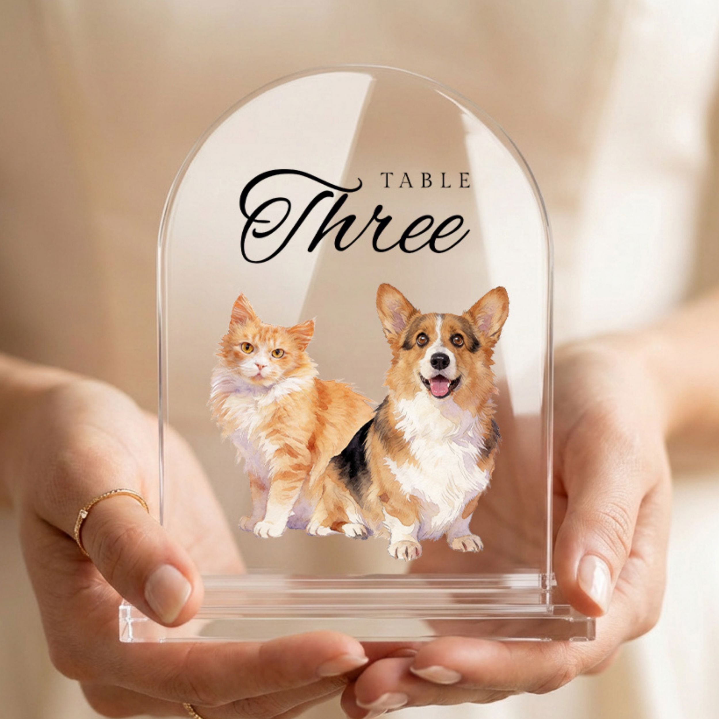 Custom Pet Acrylic Wedding Table Number Sign Using Pet Photo