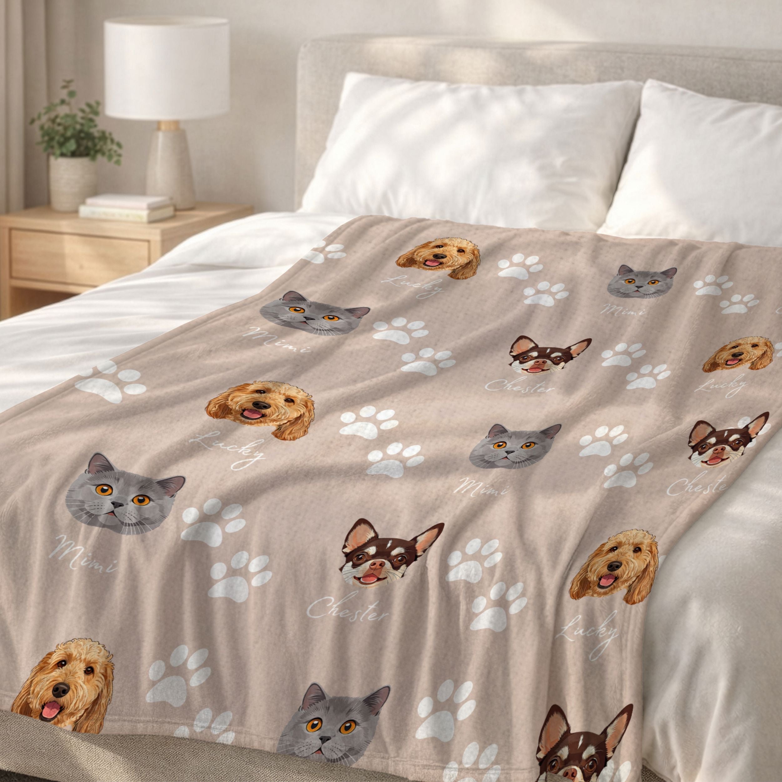 Custom Patterned Pet Color Blanket - Pet Photo + Name