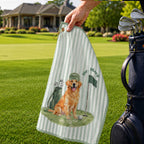 Custom Stripe Pet Golf Towel - Pet Photo + Name