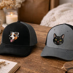Custom Embroidered Pet Snapback Hat  - Pet Photo + Name