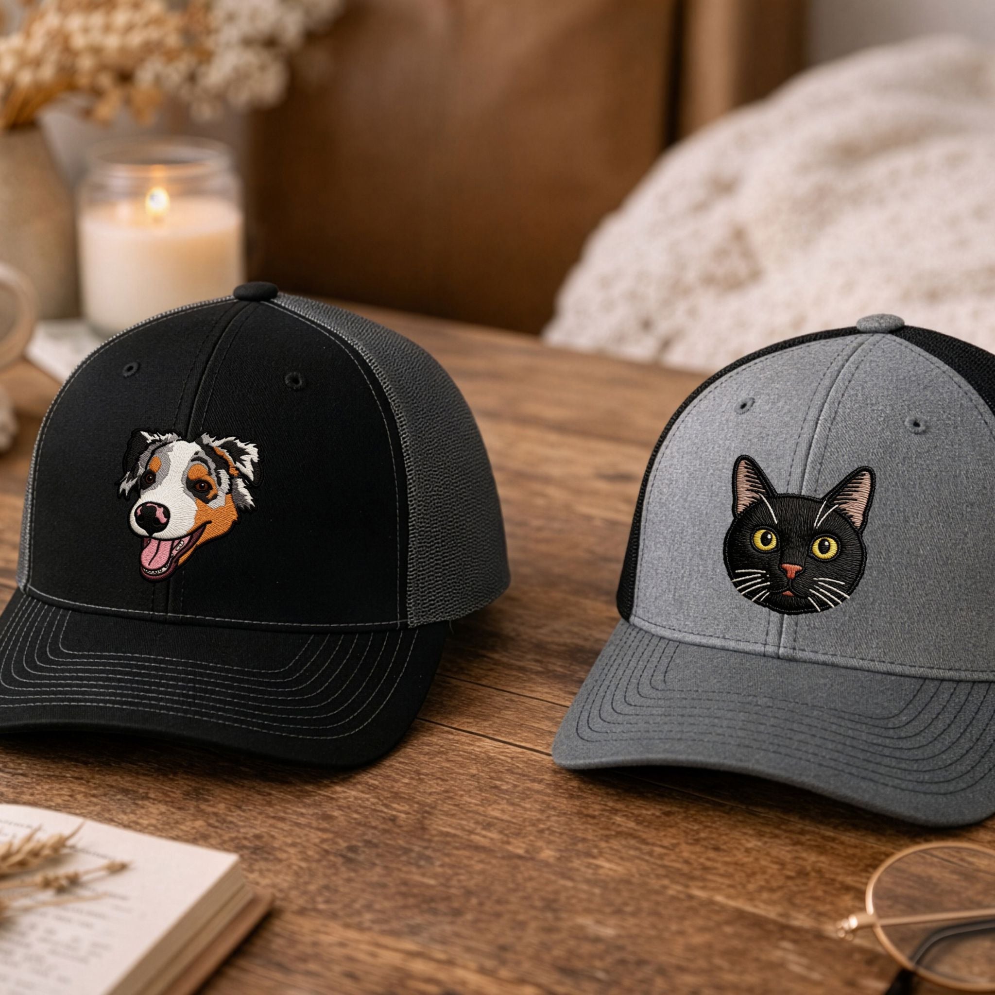 Custom Embroidered Pet Snapback Hat  - Pet Photo + Name