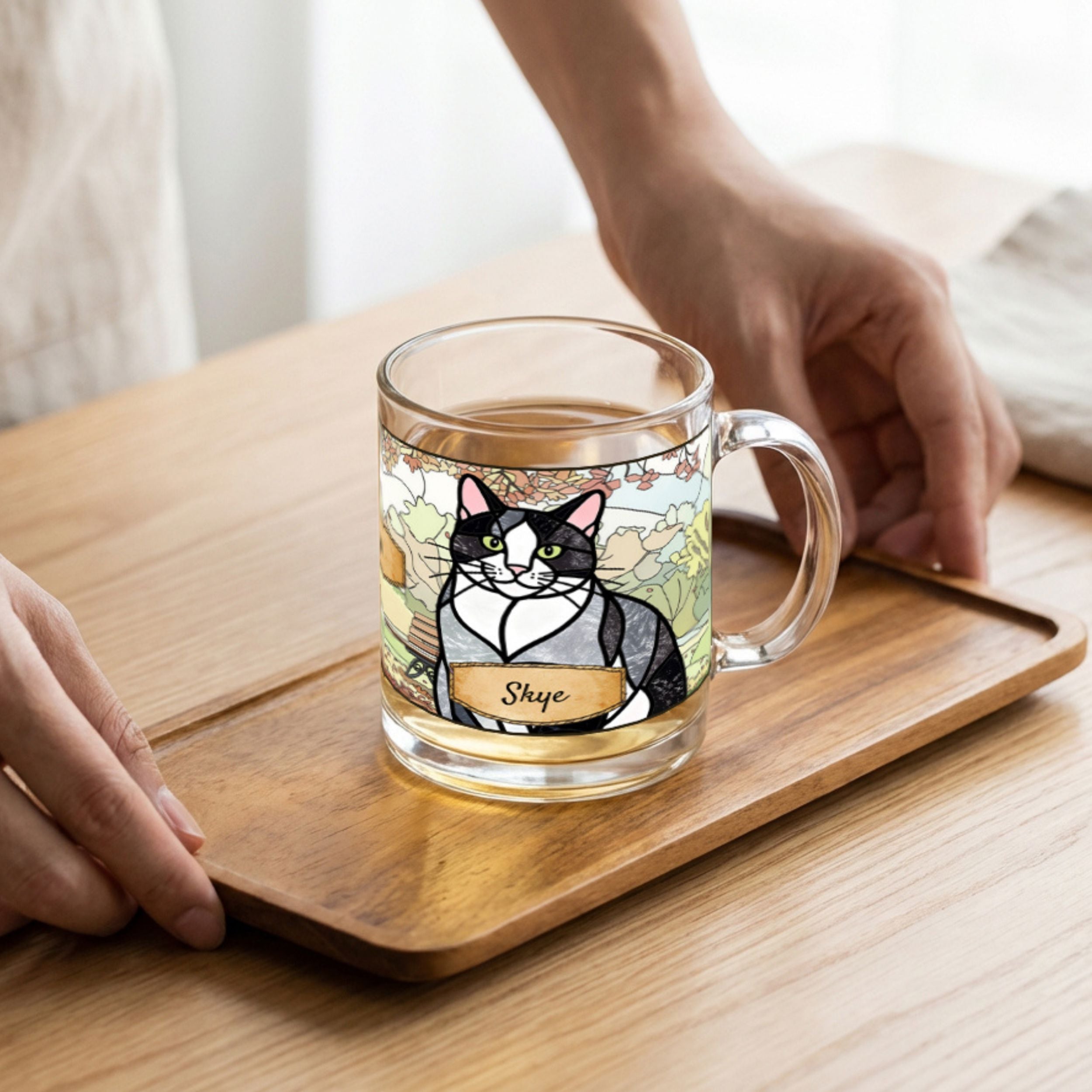 Custom Stained Glass Dog Mug Using Photo + Name