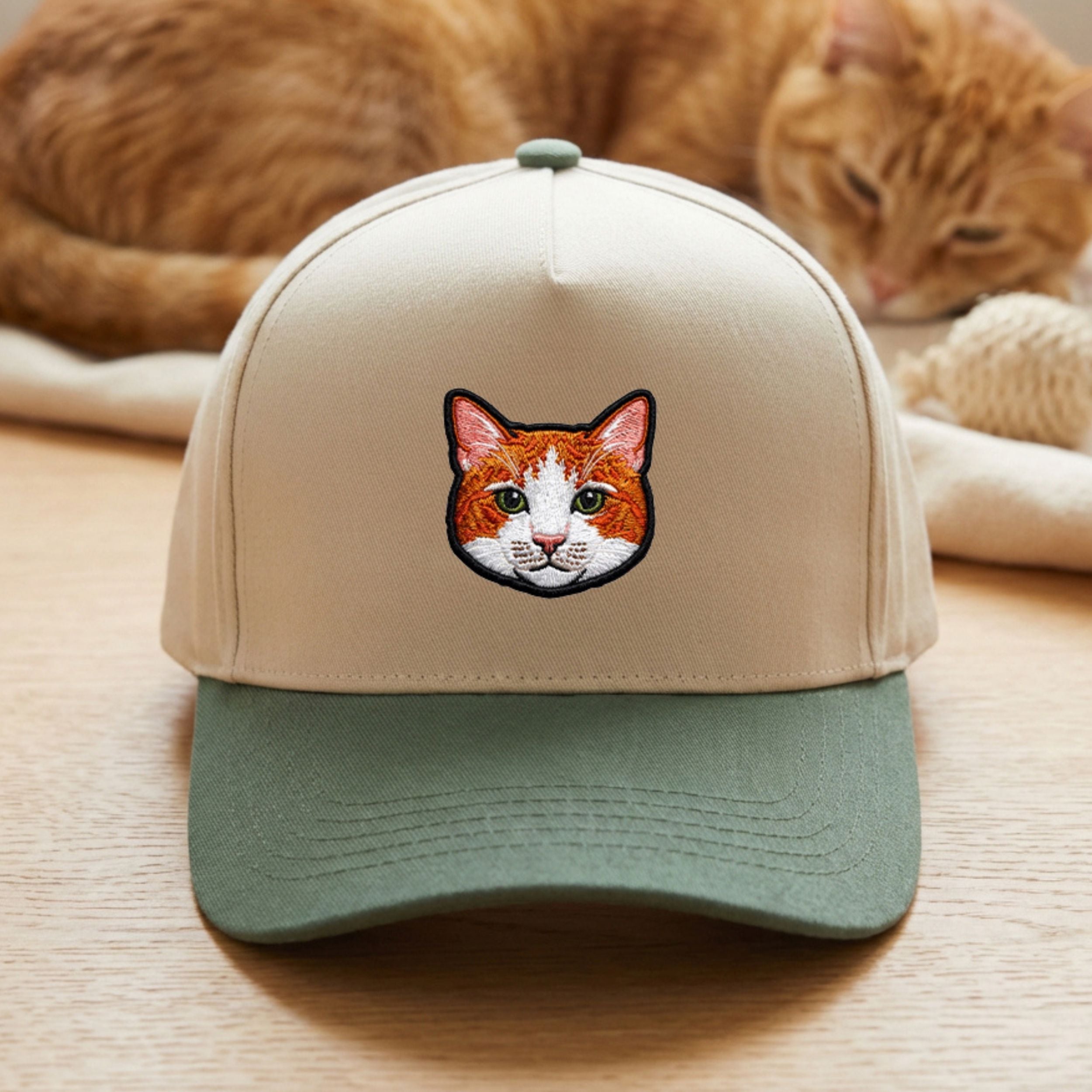 Custom Embroidered Pet Two-Tone 5 Panel Cap Using Pet Photo + Name