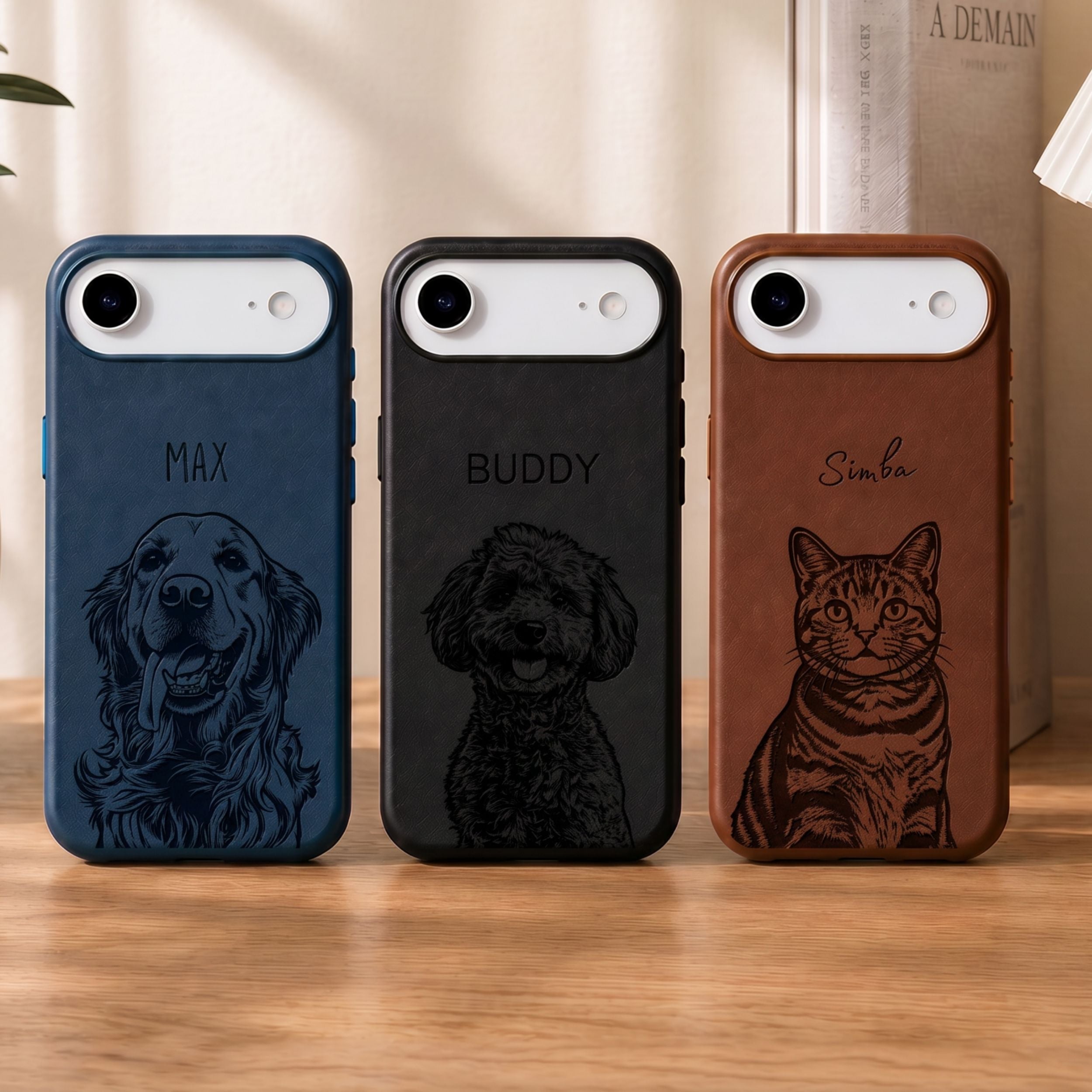 Custom Pet Photo Engraved Phone Case  - Pet Photo + Name