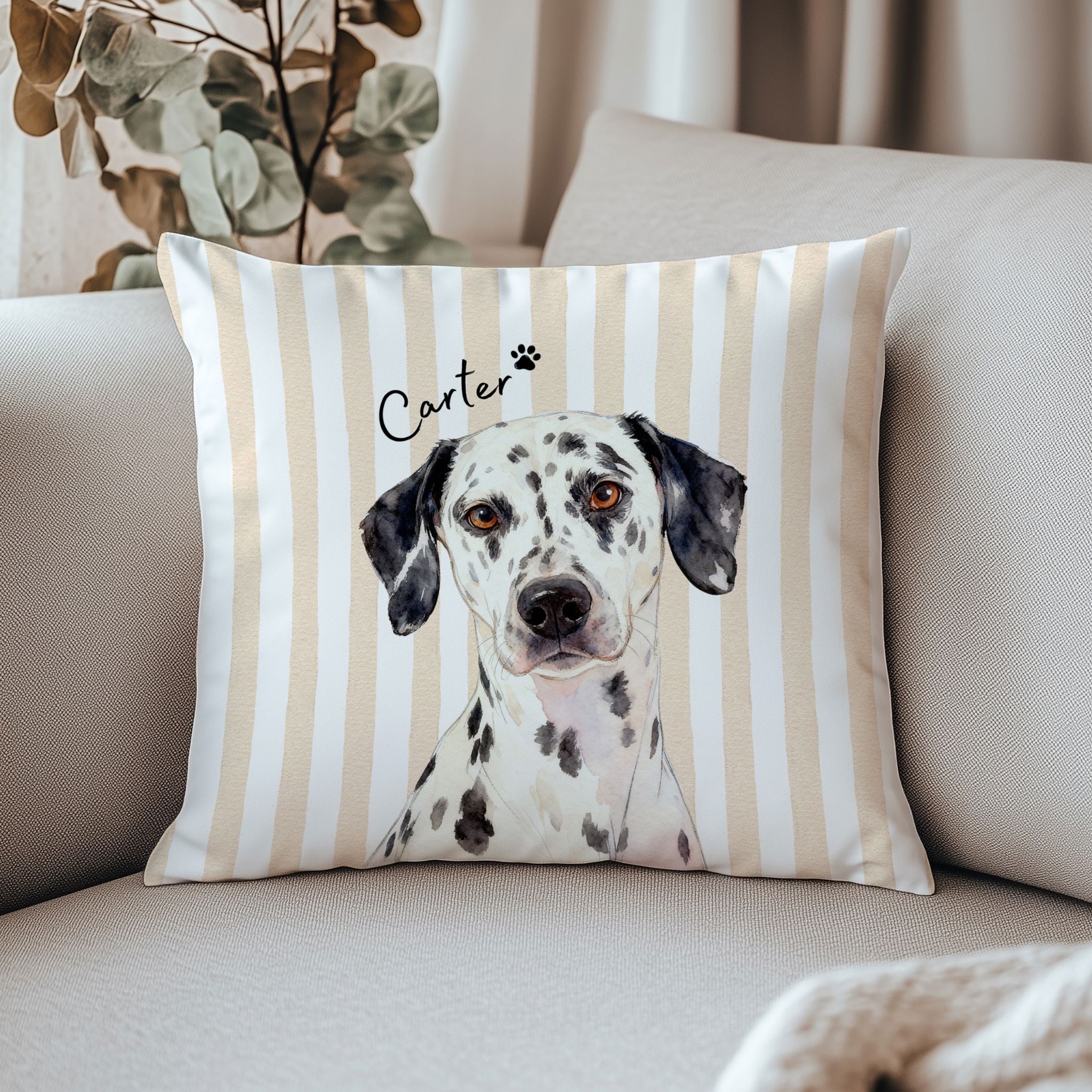 Custom Pet Striped Pillow - Pet Photo + Name