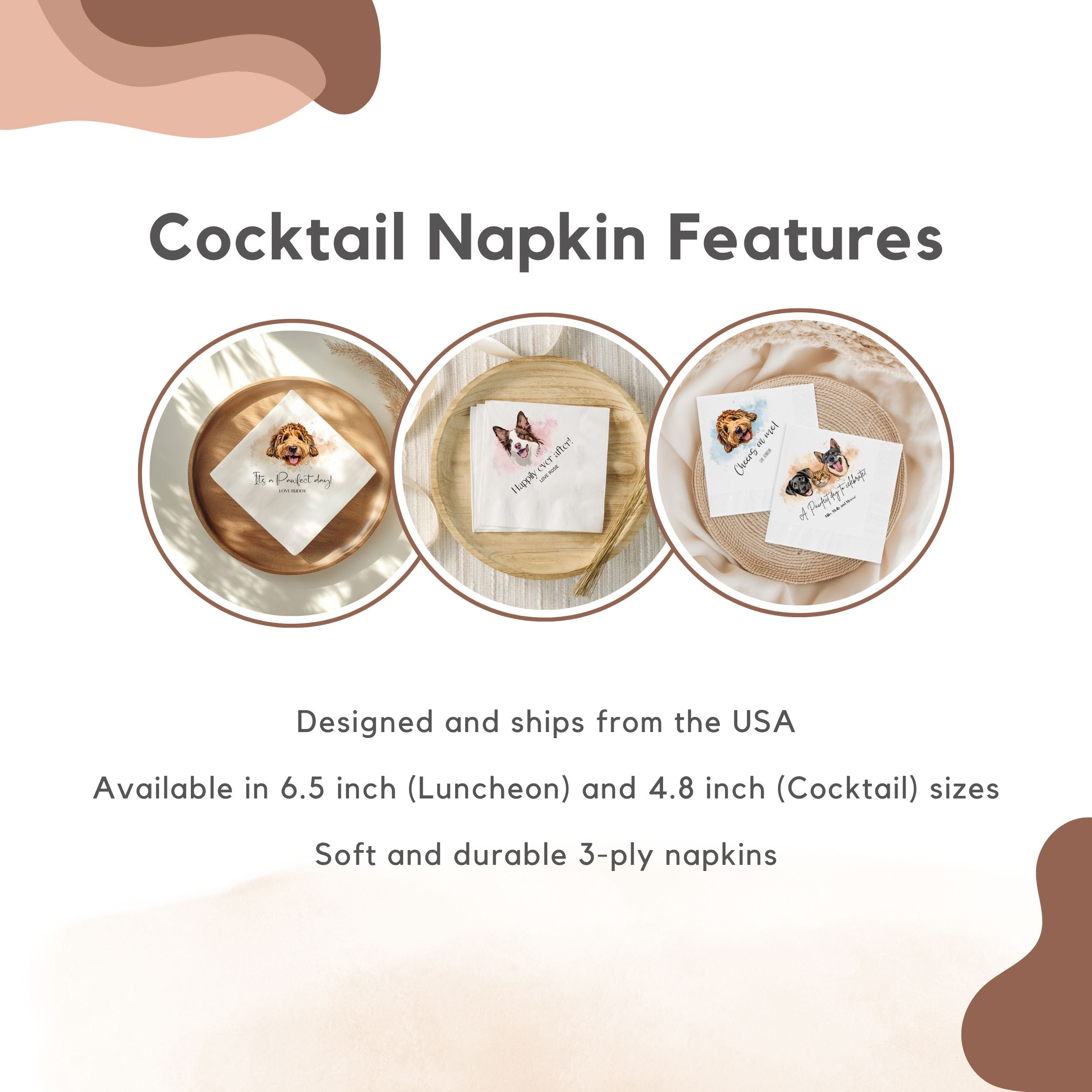 Custom Pet Cocktail Napkins - Pet Photo + Name