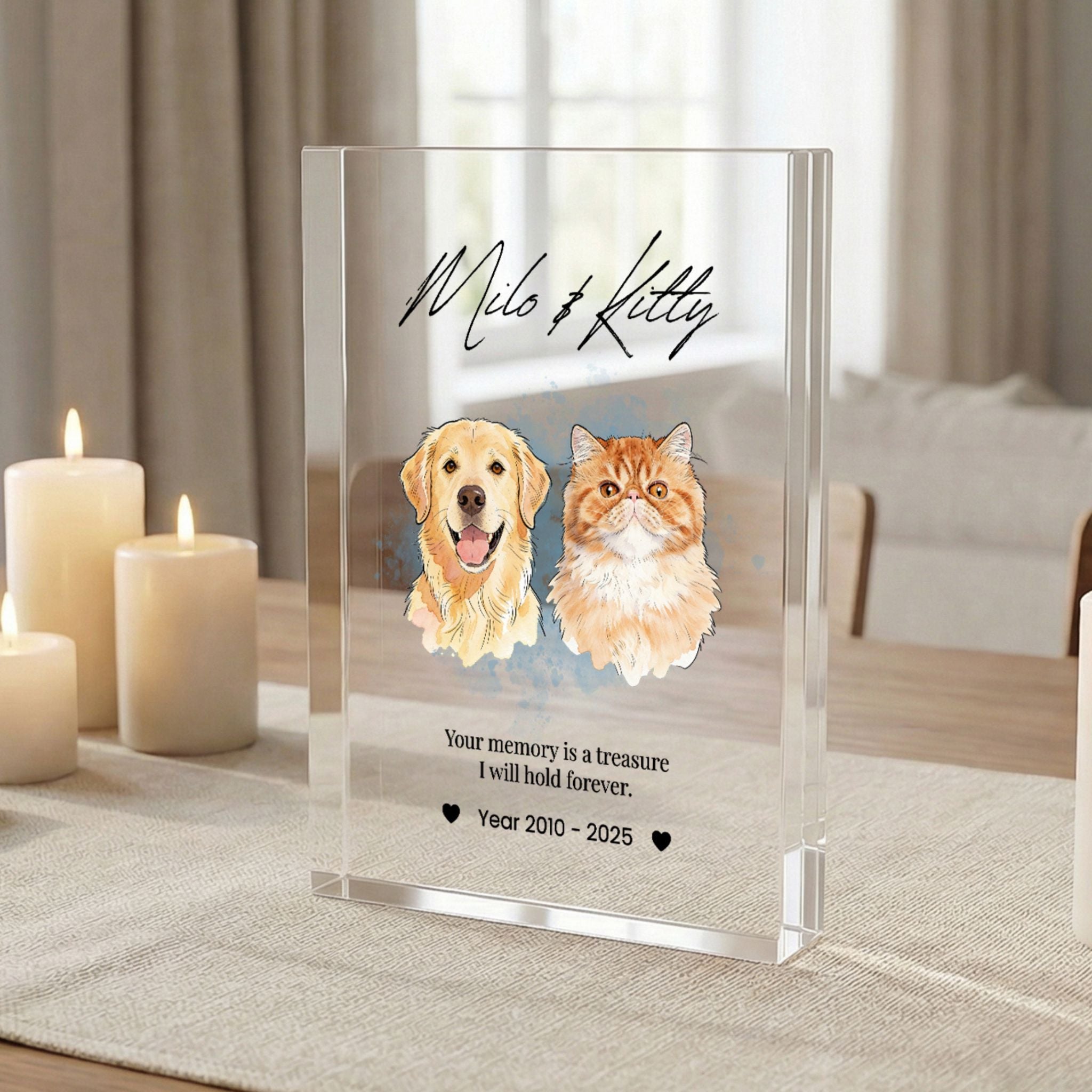 Custom Pet Memorial Acrylic Photo Block - Pet Photo + Name
