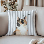 Custom Pet Striped Pillow - Pet Photo + Name