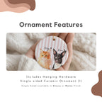 Custom Watercolor Striped Pet Ornament - Pet Photo + Name