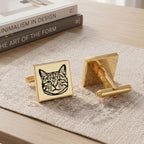 Custom Pet Photo Engraved Sketch Cufflinks Using Photo - Pet Face
