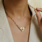 Custom Pet Paperclip Heart Engraved Necklace - Pet Face