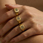 Custom Pet Square Signet Engraved Ring - Pet Face