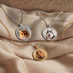 Custom Round Pet Necklace Using Photo - Pet Face