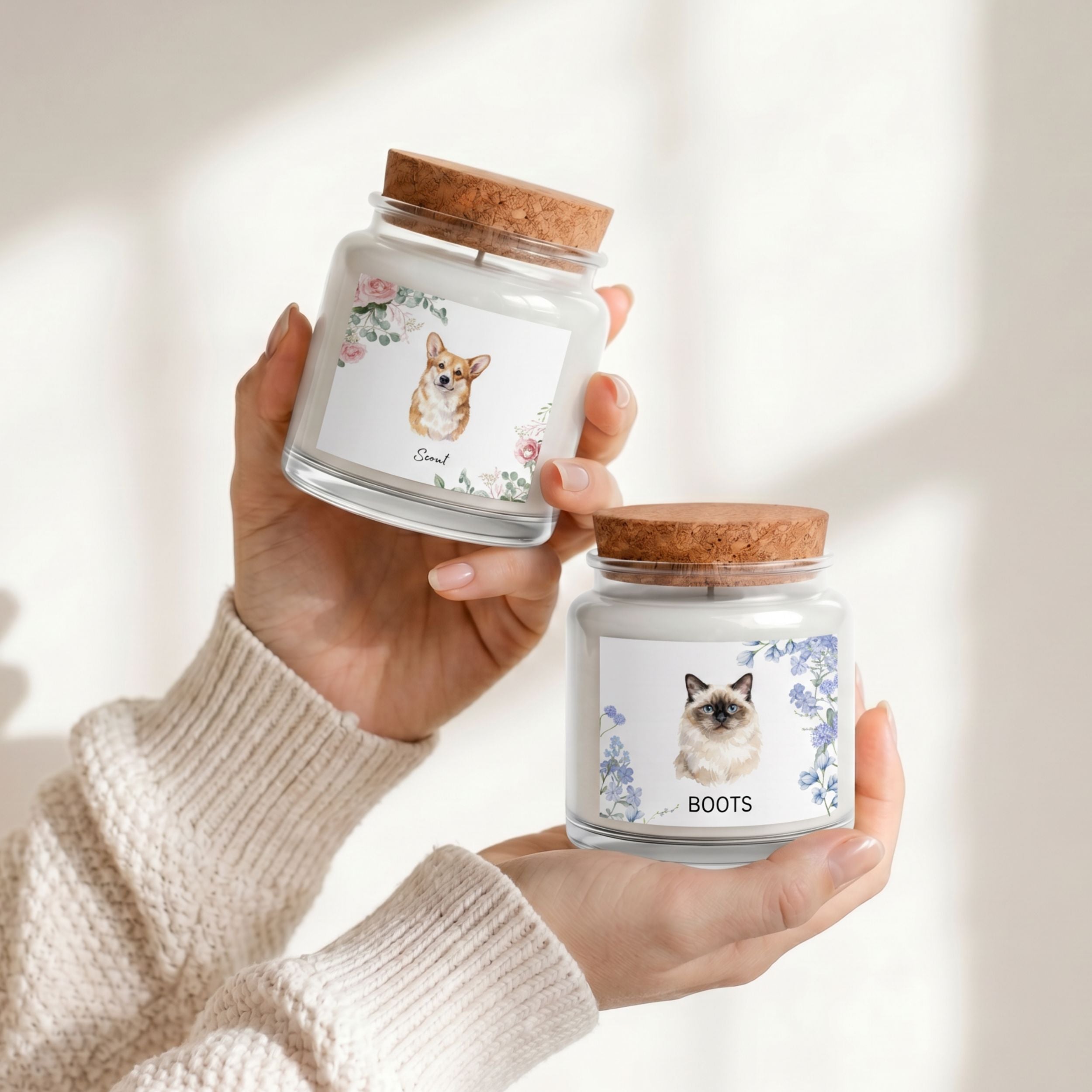 Custom Watercolor Floral Pet Memorial Gift Box with Candle & Blanket