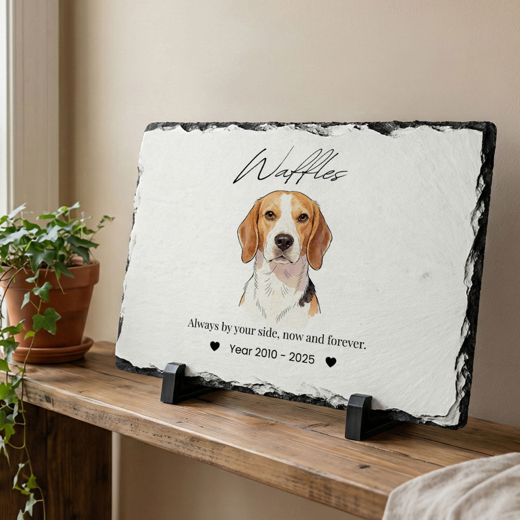 Custom Pet Memorial Slate Plaque Stone - Pet Photo + Name