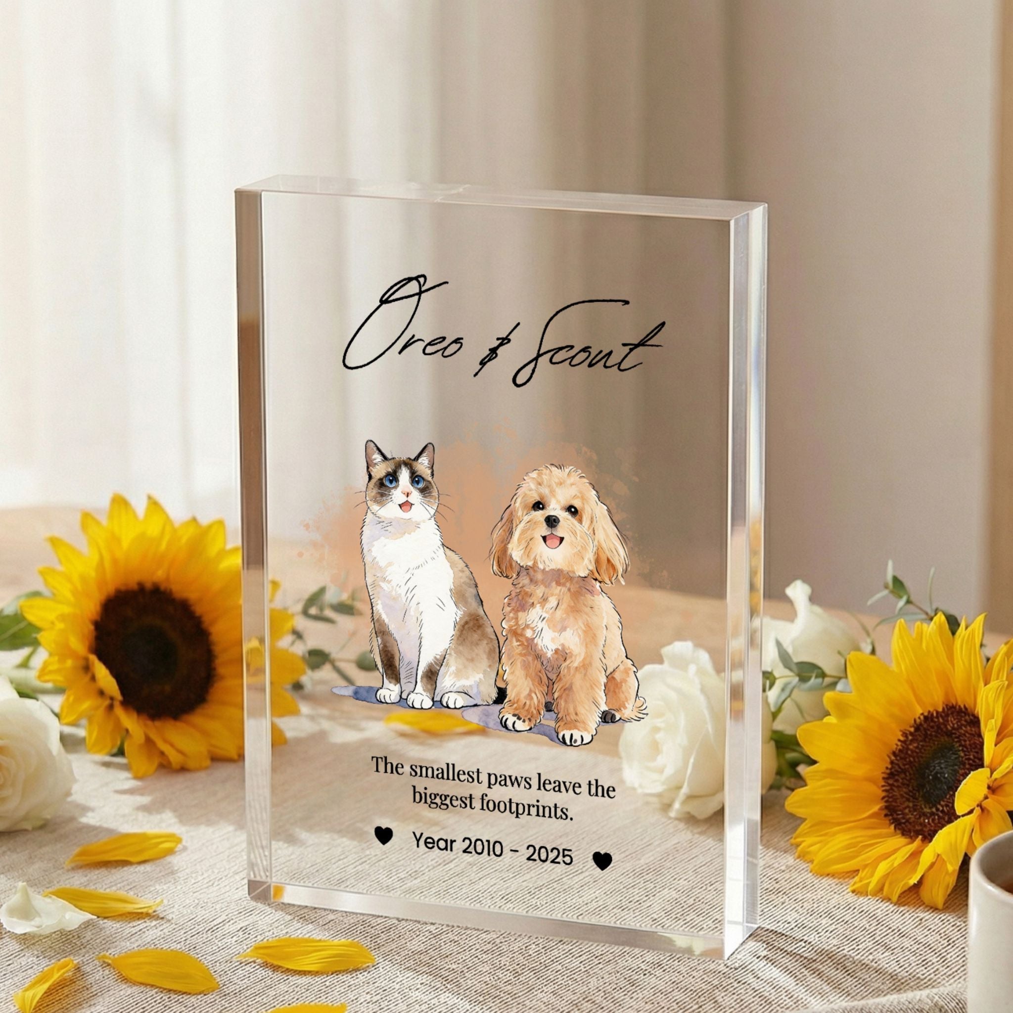 Custom Pet Memorial Acrylic Photo Block - Pet Photo + Name