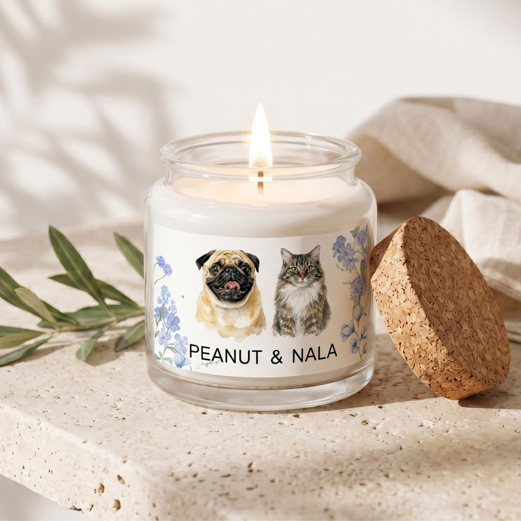 Custom Watercolor Floral Pet Memorial Gift Box with Candle & Blanket