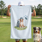 Custom Stripe Pet Golf Towel - Pet Photo + Name