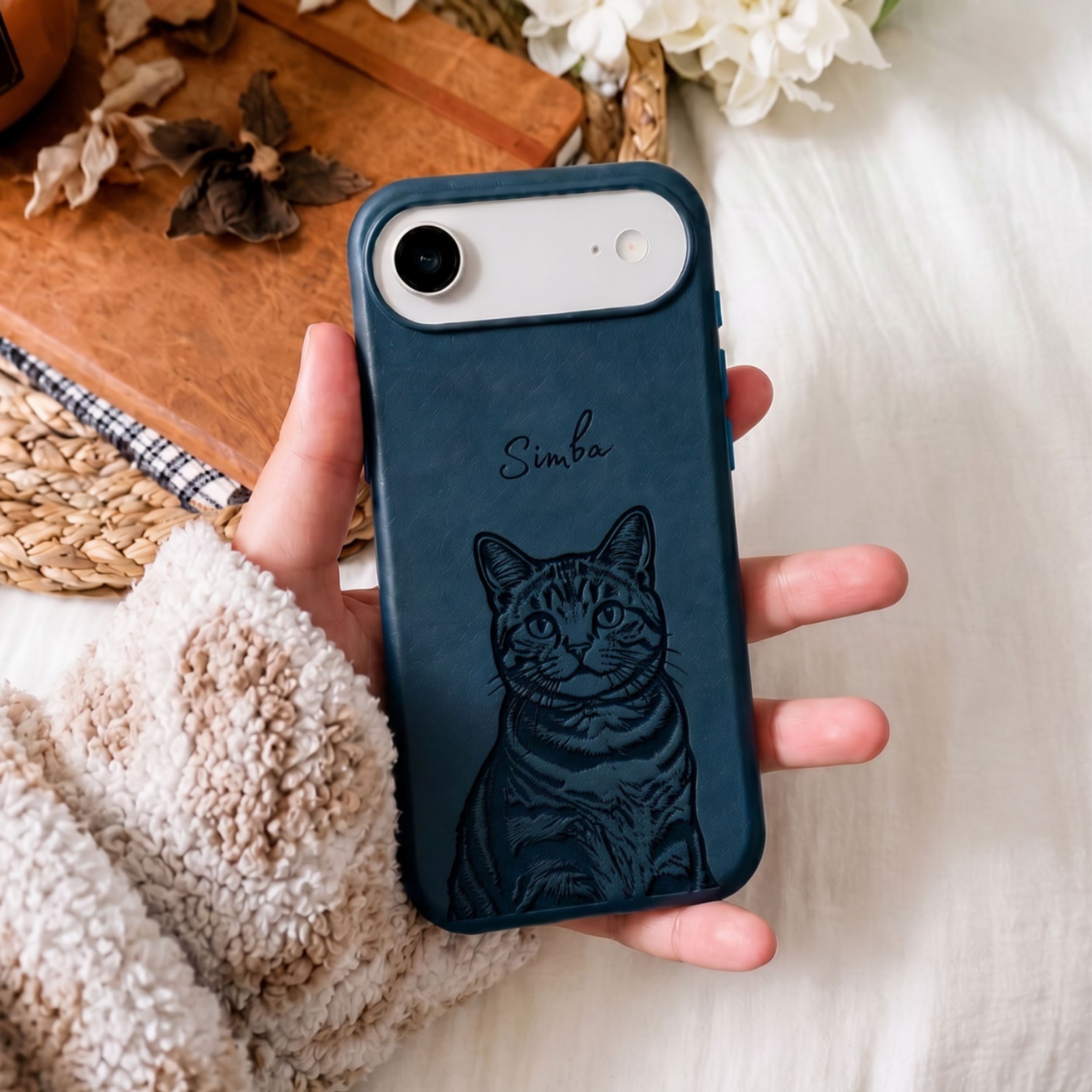 Custom Pet Photo Engraved Phone Case  - Pet Photo + Name