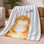 Custom Pet Striped Color Blanket - Pet Photo + Name