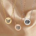 Custom Pet Mini Circle Engraved Necklace - Pet Face