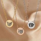 Custom Pet Mini Circle Engraved Necklace - Pet Face