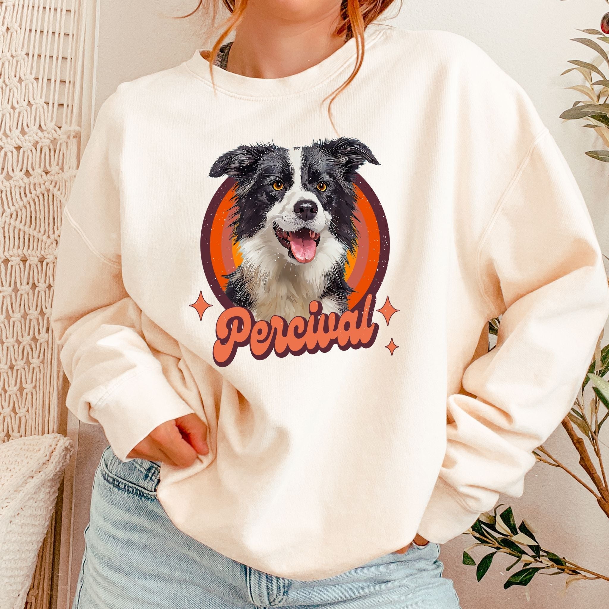Custom Comfort Colors Vintage Retro Pet Sweater - Pet Photo + Name