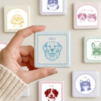 Custom Pet Photo Stripe Porcelain Magnet - Photo + Name