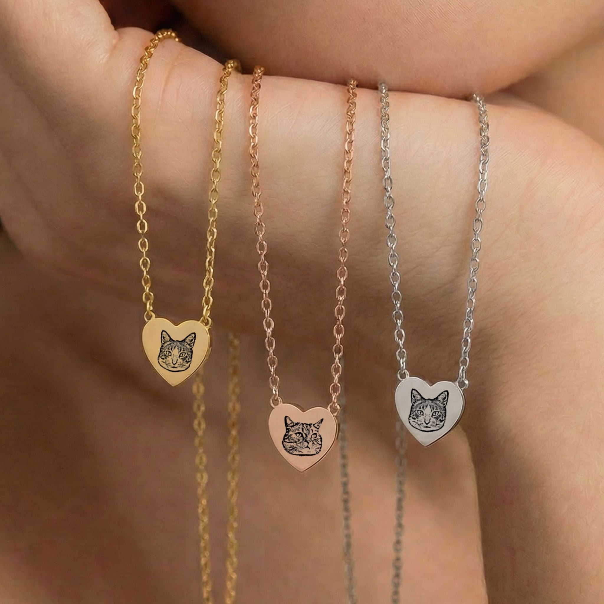 Custom Pet Heart Engraved Necklace - Pet Face