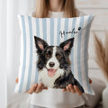Custom Pet Striped Pillow - Pet Photo + Name