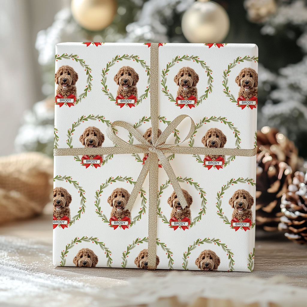 Custom Wrapping Paper Using Pet Photo + Name