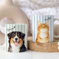 Custom Pet Watercolor Stripe Mug - Pet Photo + Name