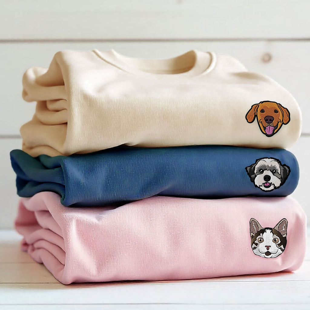 Custom Embroidered Pet Sweater - Pet Photo + Name
