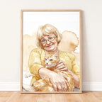 Custom Watercolor Mother's Day Pet Portrait - Woman + Pet Photo
