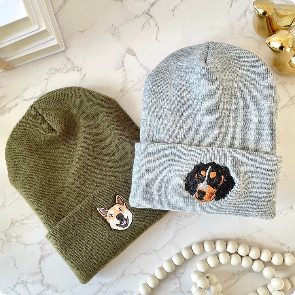 Custom Embroidered Pet Beanie - Pet Photo