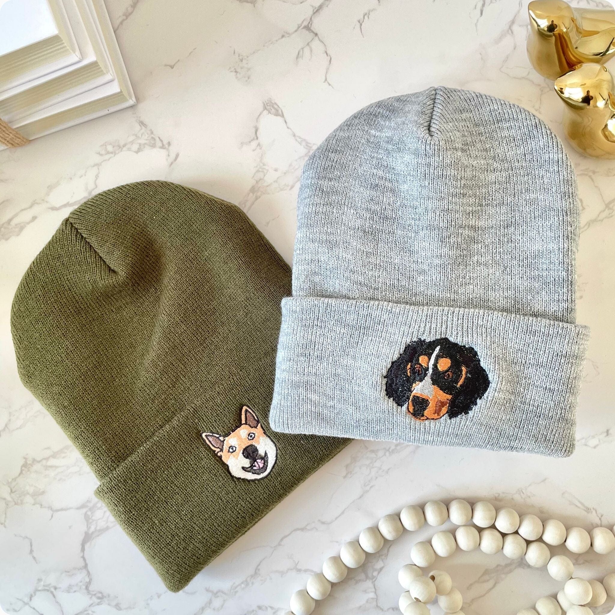 Custom Embroidered Pet Beanie - Pet Photo