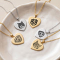 Custom Pet Engraved Sketch Heart Necklace - Pet Face