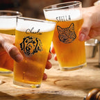 Custom Dog Beer Glasses - Pet Photo + Name