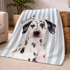 Custom Pet Striped Color Blanket - Pet Photo + Name