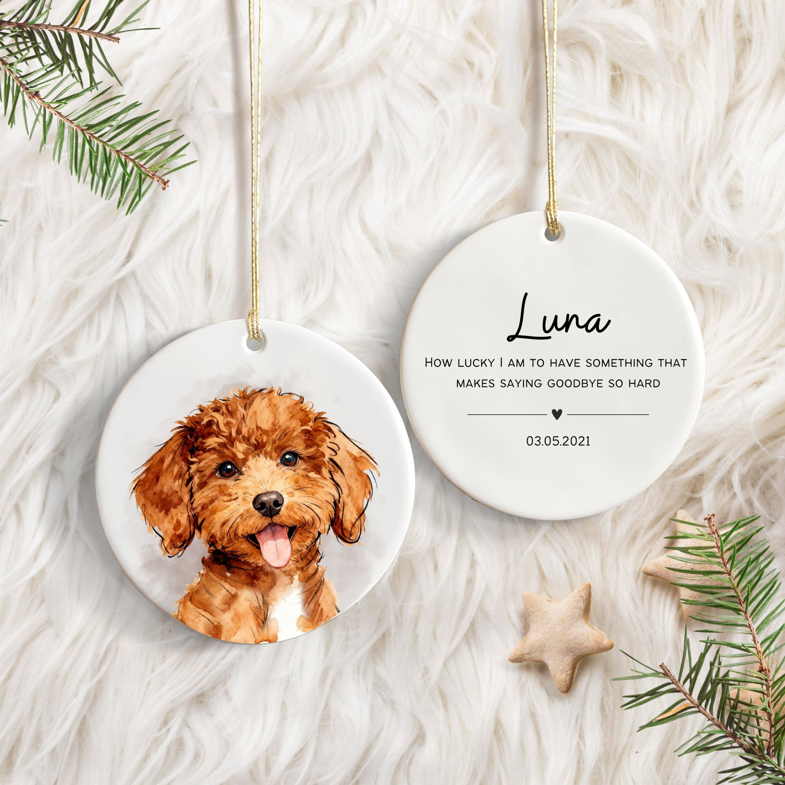 Custom Color Splash Memorial Pet Ornament - Pet Photo + Name
