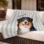 Custom Pet Striped Color Blanket - Pet Photo + Name