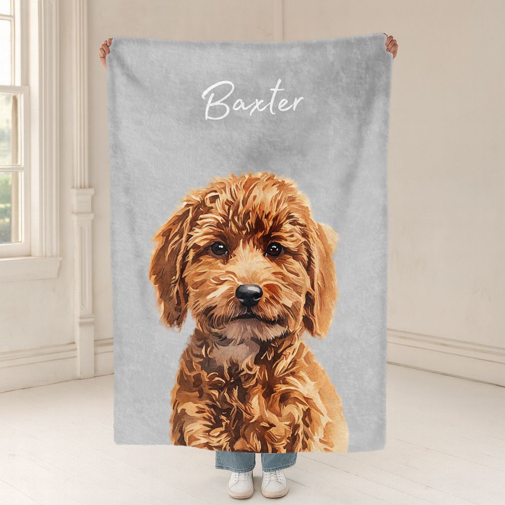 Custom Pet Color Blanket - Pet Photo + Name