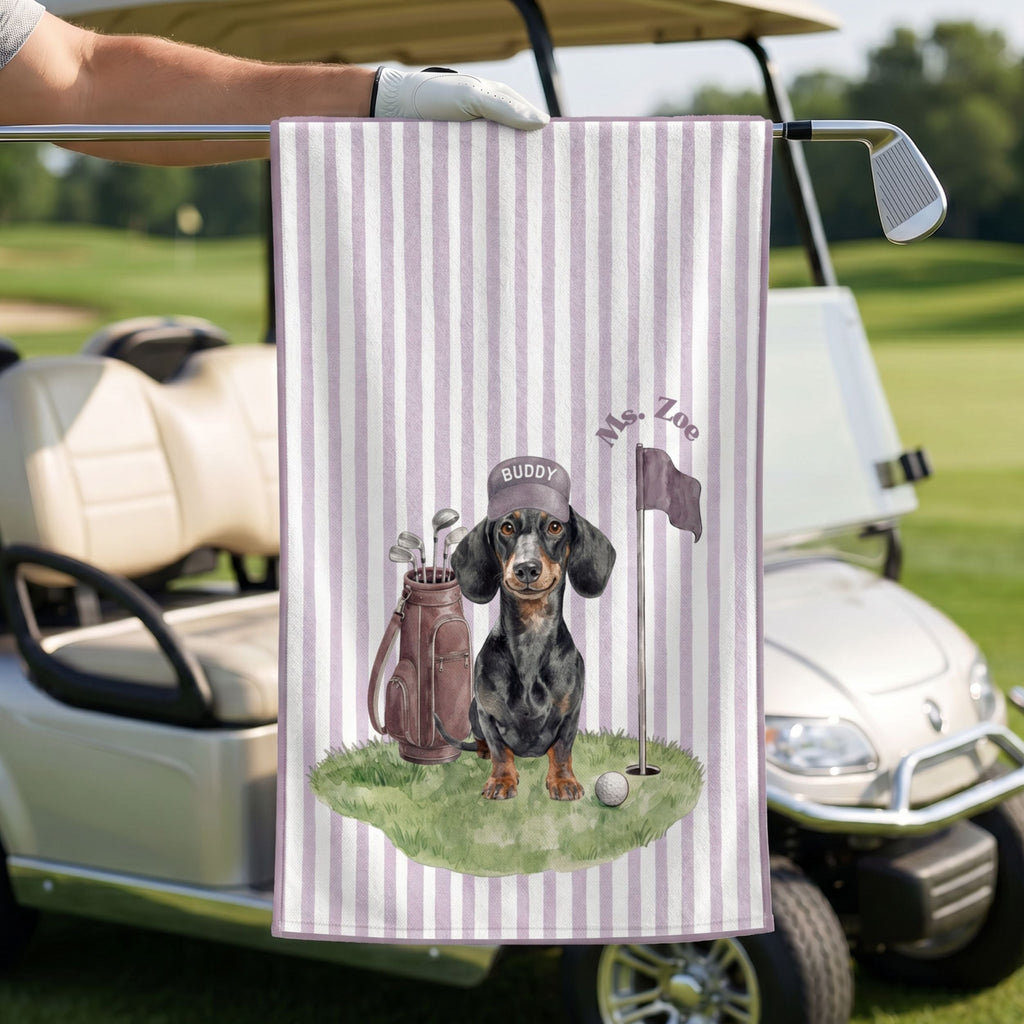 Custom Stripe Pet Golf Towel - Pet Photo + Name