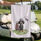 Custom Stripe Pet Golf Towel - Pet Photo + Name
