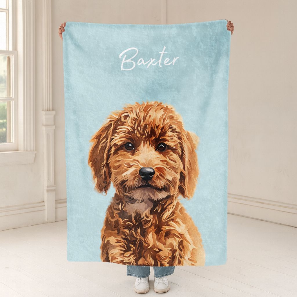 Custom Pet Color Blanket - Pet Photo + Name