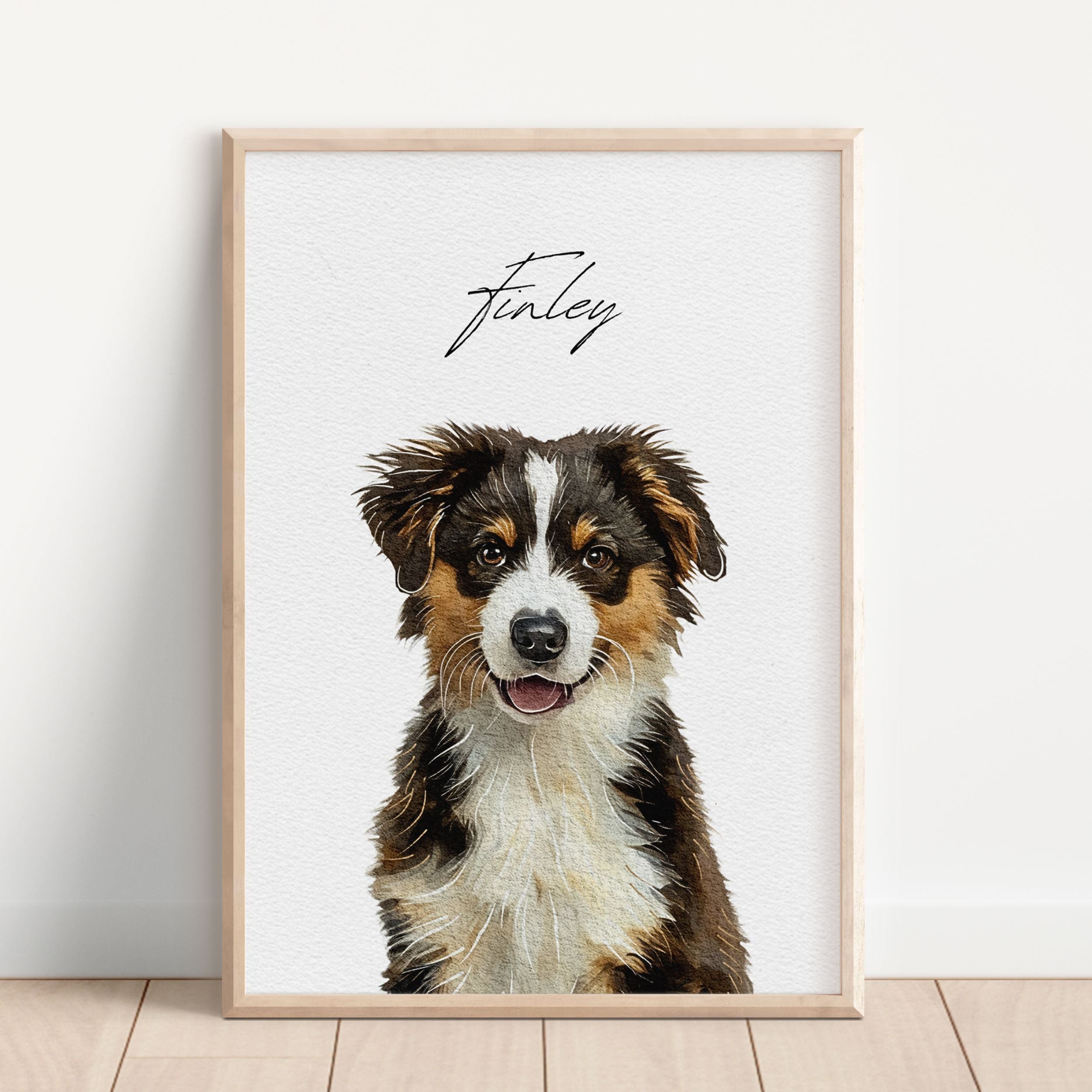 Custom Watercolor Pet Portrait - Pet Photo + Name