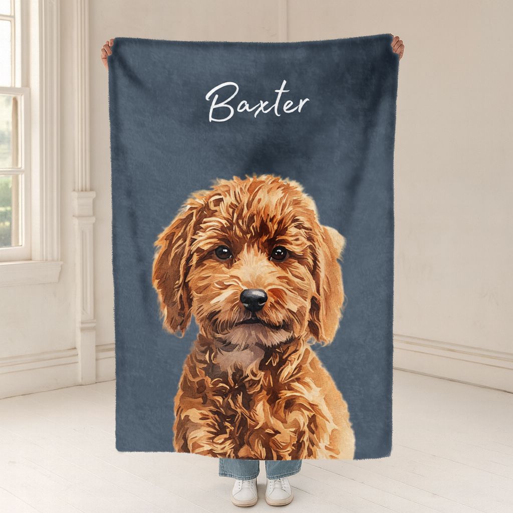 Custom Pet Color Blanket - Pet Photo + Name